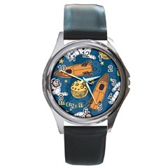 Missile Pattern Round Metal Watch by Wegoenart