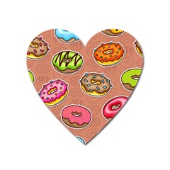 Doughnut Doodle Colorful Seamless Pattern Heart Magnet by Wegoenart