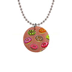 Doughnut Doodle Colorful Seamless Pattern 1  Button Necklace by Wegoenart