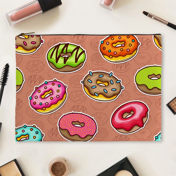 Doughnut Doodle Colorful Seamless Pattern Cosmetic Bag (XL)