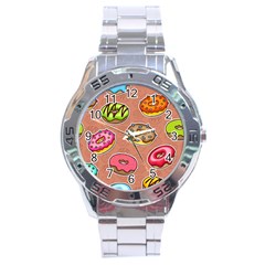 Doughnut Doodle Colorful Seamless Pattern Stainless Steel Analogue Watch by Wegoenart