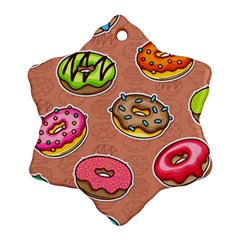 Doughnut Doodle Colorful Seamless Pattern Snowflake Ornament (two Sides) by Wegoenart