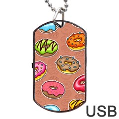 Doughnut Doodle Colorful Seamless Pattern Dog Tag Usb Flash (two Sides) by Wegoenart