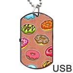 Doughnut Doodle Colorful Seamless Pattern Dog Tag USB Flash (Two Sides) Front