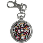 Day Dead Skull With Floral Ornament Flower Seamless Pattern Key Chain Watches Front