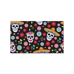 Day Dead Skull With Floral Ornament Flower Seamless Pattern Sticker Rectangular (10 Pack)