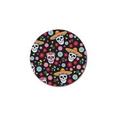 Day Dead Skull With Floral Ornament Flower Seamless Pattern Golf Ball Marker (10 Pack) by Wegoenart