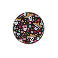 Day Dead Skull With Floral Ornament Flower Seamless Pattern Hat Clip Ball Marker (4 Pack) by Wegoenart