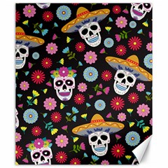 Day Dead Skull With Floral Ornament Flower Seamless Pattern Canvas 20  X 24  by Wegoenart