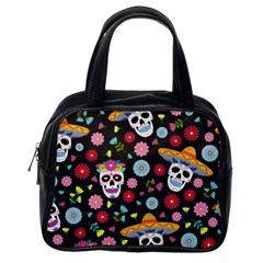 Day Dead Skull With Floral Ornament Flower Seamless Pattern Classic Handbag (one Side) by Wegoenart