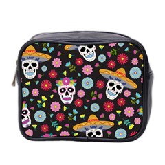 Day Dead Skull With Floral Ornament Flower Seamless Pattern Mini Toiletries Bag (two Sides) by Wegoenart