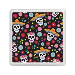 Day Dead Skull With Floral Ornament Flower Seamless Pattern Memory Card Reader (square) by Wegoenart