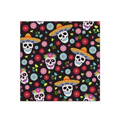 Day Dead Skull With Floral Ornament Flower Seamless Pattern Satin Bandana Scarf 22  X 22  by Wegoenart