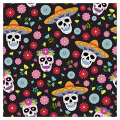 Day Dead Skull With Floral Ornament Flower Seamless Pattern Lightweight Scarf  by Wegoenart