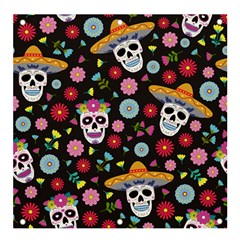 Day Dead Skull With Floral Ornament Flower Seamless Pattern Banner And Sign 4  X 4  by Wegoenart