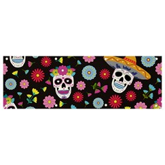 Day Dead Skull With Floral Ornament Flower Seamless Pattern Banner And Sign 9  X 3 