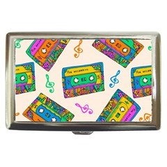 Seamless Pattern With Colorfu Cassettes Hippie Style Doodle Musical Texture Wrapping Fabric Vector Cigarette Money Case by Wegoenart