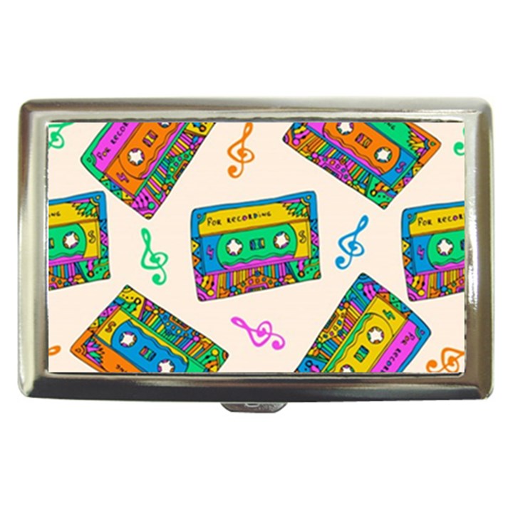 Seamless Pattern With Colorfu Cassettes Hippie Style Doodle Musical Texture Wrapping Fabric Vector Cigarette Money Case