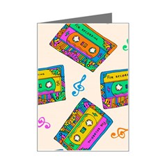 Seamless Pattern With Colorfu Cassettes Hippie Style Doodle Musical Texture Wrapping Fabric Vector Mini Greeting Card by Wegoenart