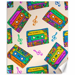 Seamless Pattern With Colorfu Cassettes Hippie Style Doodle Musical Texture Wrapping Fabric Vector Canvas 8  X 10  by Wegoenart