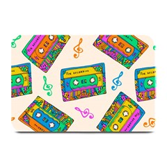 Seamless Pattern With Colorfu Cassettes Hippie Style Doodle Musical Texture Wrapping Fabric Vector Plate Mats by Wegoenart