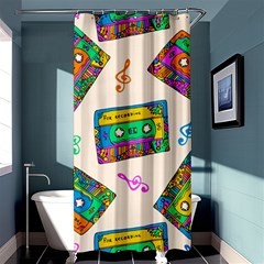 Seamless Pattern With Colorfu Cassettes Hippie Style Doodle Musical Texture Wrapping Fabric Vector Shower Curtain 36  X 72  (stall)  by Wegoenart