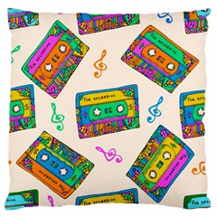 Seamless Pattern With Colorfu Cassettes Hippie Style Doodle Musical Texture Wrapping Fabric Vector Large Flano Cushion Case (two Sides) by Wegoenart