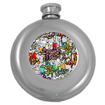 Hip Hop Background Round Hip Flask (5 oz) Front