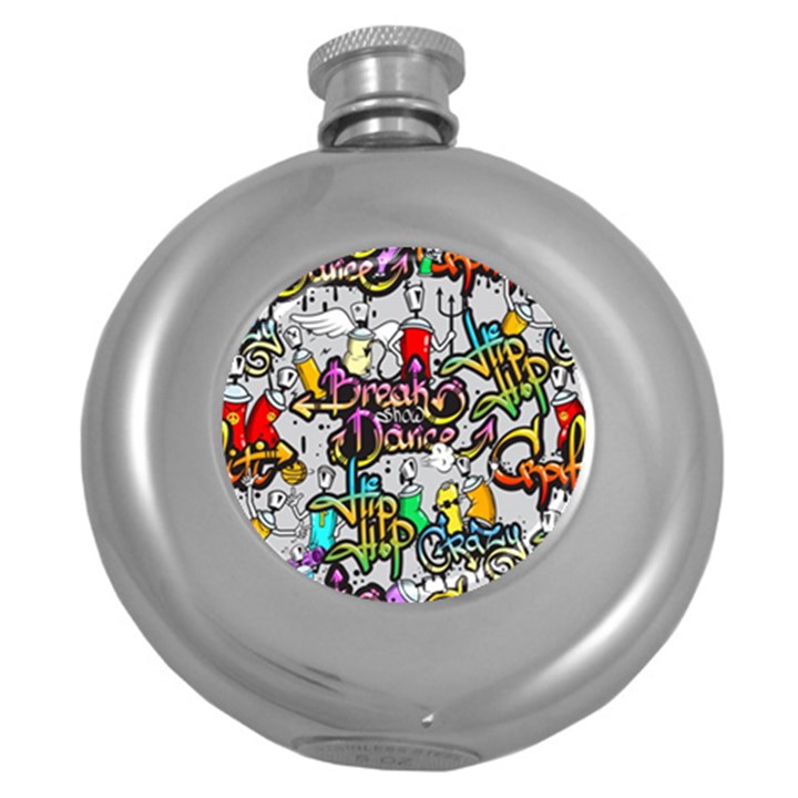 Hip Hop Background Round Hip Flask (5 oz)