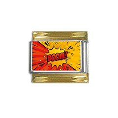 Explosion Boom Pop Art Style Gold Trim Italian Charm (9mm)