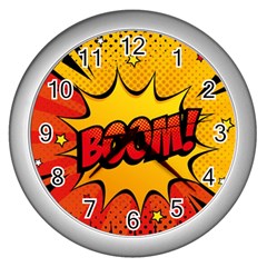 Explosion Boom Pop Art Style Wall Clock (silver) by Wegoenart