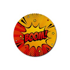 Explosion Boom Pop Art Style Rubber Coaster (round) by Wegoenart