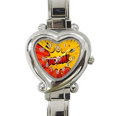 Explosion Boom Pop Art Style Heart Italian Charm Watch by Wegoenart