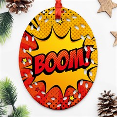 Explosion Boom Pop Art Style Ornament (oval Filigree) by Wegoenart