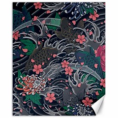 Japanese Wave Koi Illustration Seamless Pattern Canvas 16  X 20  by Wegoenart