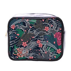 Japanese Wave Koi Illustration Seamless Pattern Mini Toiletries Bag (one Side) by Wegoenart