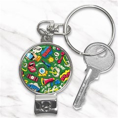 Pop Art Colorful Seamless Pattern Nail Clippers Key Chain by Wegoenart