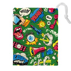 Pop Art Colorful Seamless Pattern Drawstring Pouch (4xl) by Wegoenart