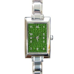 Seamless Pattern Crocodile Leather Rectangle Italian Charm Watch by Wegoenart