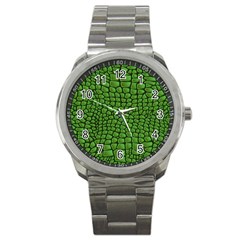 Seamless Pattern Crocodile Leather Sport Metal Watch by Wegoenart