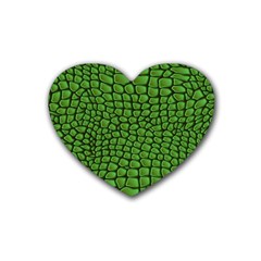 Seamless Pattern Crocodile Leather Rubber Heart Coaster (4 Pack) by Wegoenart