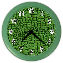 Seamless Pattern Crocodile Leather Color Wall Clock by Wegoenart