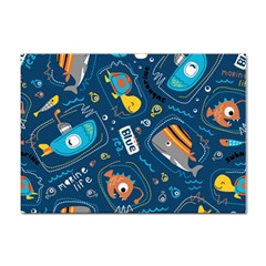 Seamless Pattern Vector Submarine With Sea Animals Cartoon Sticker A4 (100 Pack) by Wegoenart