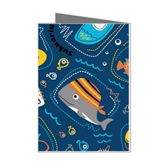 Seamless Pattern Vector Submarine With Sea Animals Cartoon Mini Greeting Cards (pkg Of 8) by Wegoenart