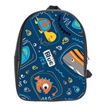 Seamless Pattern Vector Submarine With Sea Animals Cartoon School Bag (XL) Front