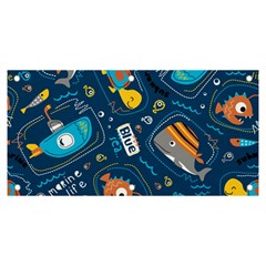 Seamless Pattern Vector Submarine With Sea Animals Cartoon Banner And Sign 6  X 3  by Wegoenart