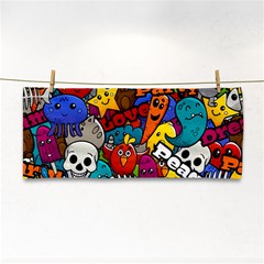 Graffiti Characters Seamless Pattern Hand Towel by Wegoenart