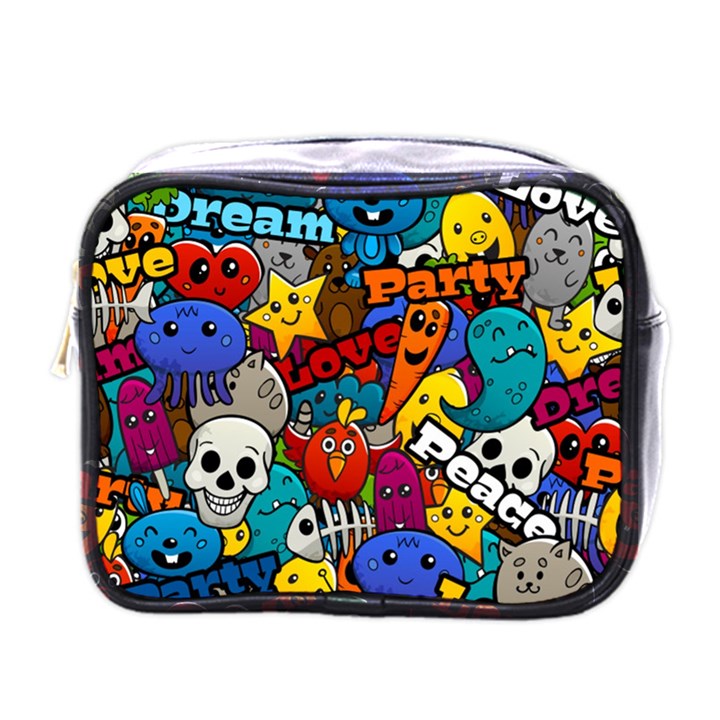 Graffiti Characters Seamless Pattern Mini Toiletries Bag (One Side)