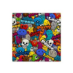 Graffiti Characters Seamless Pattern Satin Bandana Scarf 22  X 22  by Wegoenart