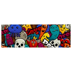 Graffiti Characters Seamless Pattern Banner And Sign 9  X 3  by Wegoenart